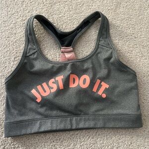 Nike dri- fit Women's Charcoal and Coral Sports Bra size medium